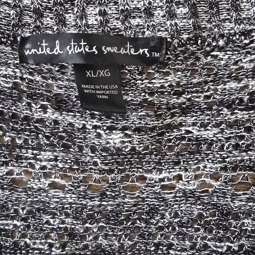 United States Sweaters Womens XL Black White Marled Open‎ Front Cardigan - Picture 2 of 6